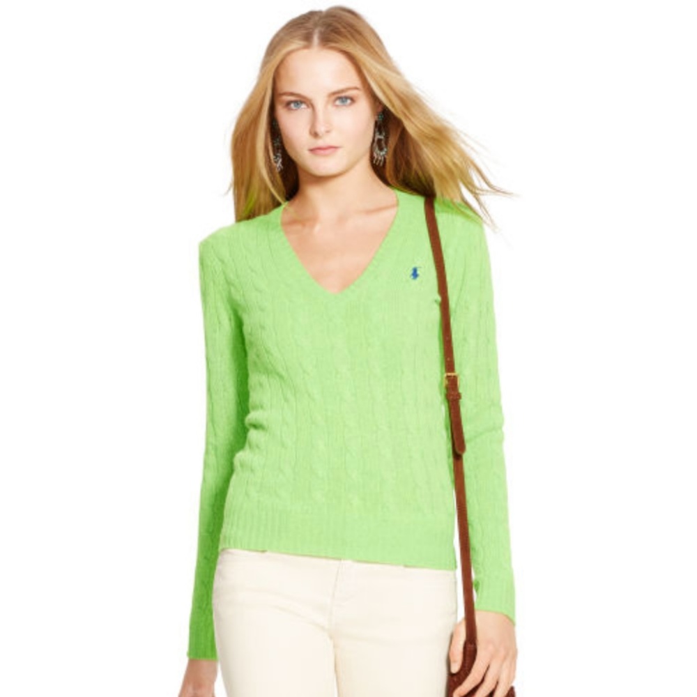 Ralph Lauren Neon Green Cotton Sweater Size S NWOT